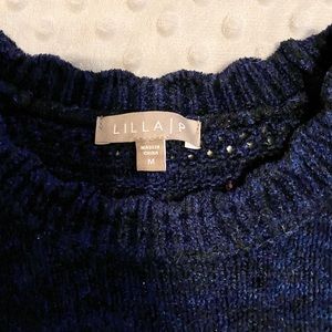 Lilla P sweater is blue with black